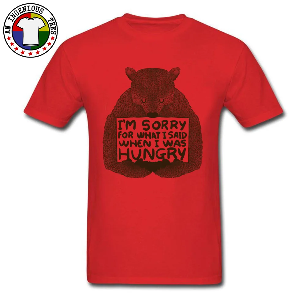 Party Print T-shirts for Men 100% Cotton Fabric Summer/Autumn Tops & Tees Crazy Tees Short Sleeve Designer O-Neck Im Sorry For What I Said When I Was Hungry red