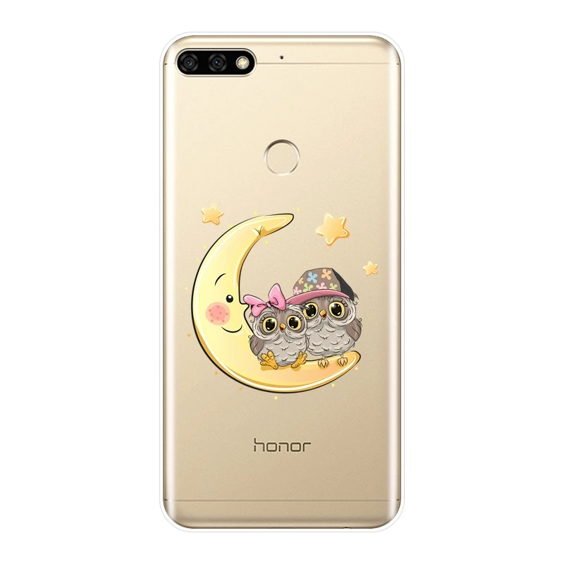 Чехол с изображением совы луны сердца для Huawei Honor 7 8 9 10 Lite 7S 7X 7A 7C Pro Мягкая