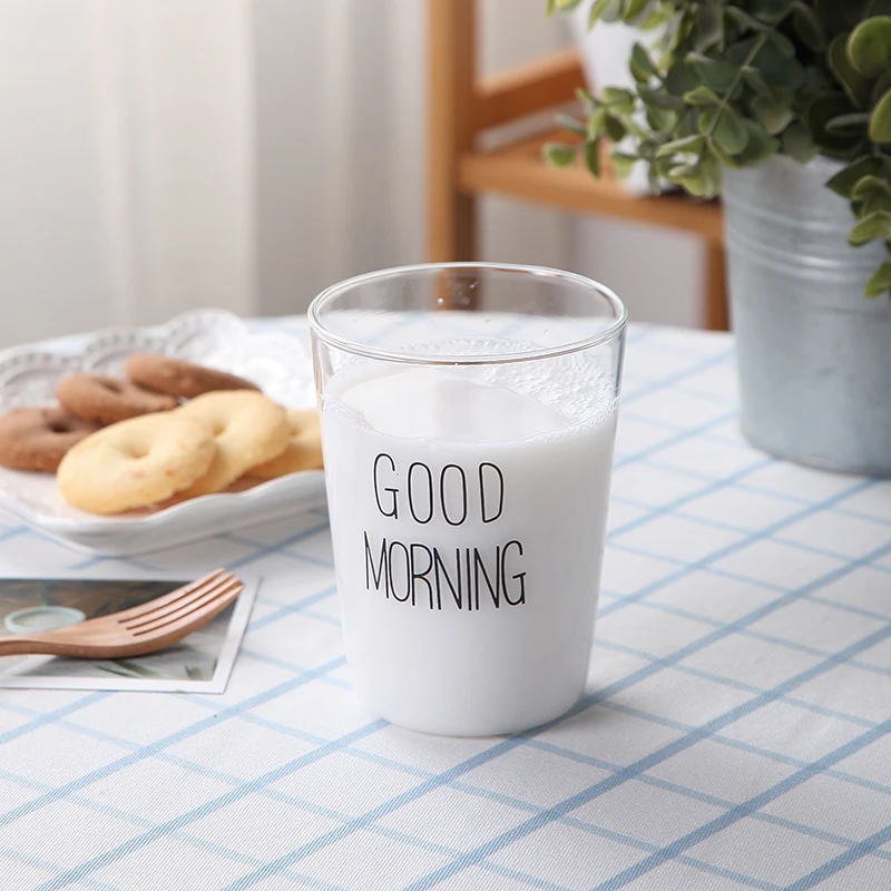 Good Morning Heat-resistant Glass Cup Beer Coffee Cup Set (4)
