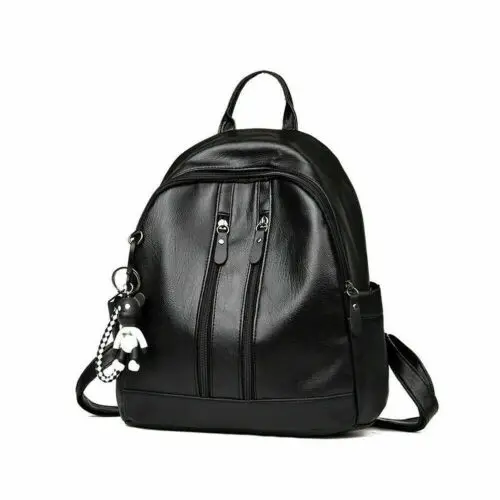 Женский кожаный Школьный рюкзак, дорожная сумка, ранец, рюкзак на плечо, сумка-тоут, черный/коричневый - Цвет: C