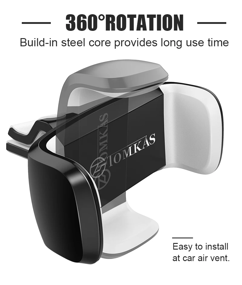 TOMKAS Car Phone Holder for iPhone 6 Sumsung Air Vent Mount Car Holder 360 Degree Ratotable Universal Mobile Car Phone Stand
