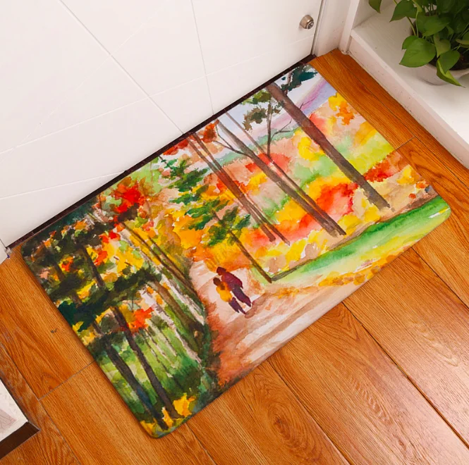 Картина маслом французский прованс усадьба коврик для ванной кухня ковер декоративный Противоскользящий коврик комната автомобиль пол бар ковры домашний декор для дверей - Цвет: Цвет: желтый