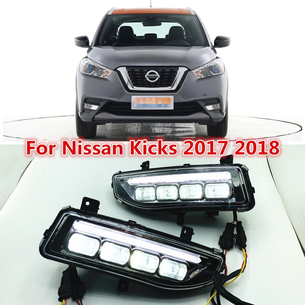 one sets Turn Signal style Relay 12V LED CAR DRL Daytime running lights with fog lamp hole for Nissan Kicks X-trail 2017 2018 one sets Turn Signal style Relay 12V LED CAR DRL Daytime running lights with fog lamp hole for Nissan Kicks X-trail 2017 2018