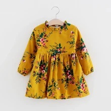 Зимнее платье для девочек одежда с длинными рукавами для девочек Детские платья для девочек, праздничное платье с цветочным рисунком Детский костюм Юрка для детей 2, 3, 4, 5, 6 лет