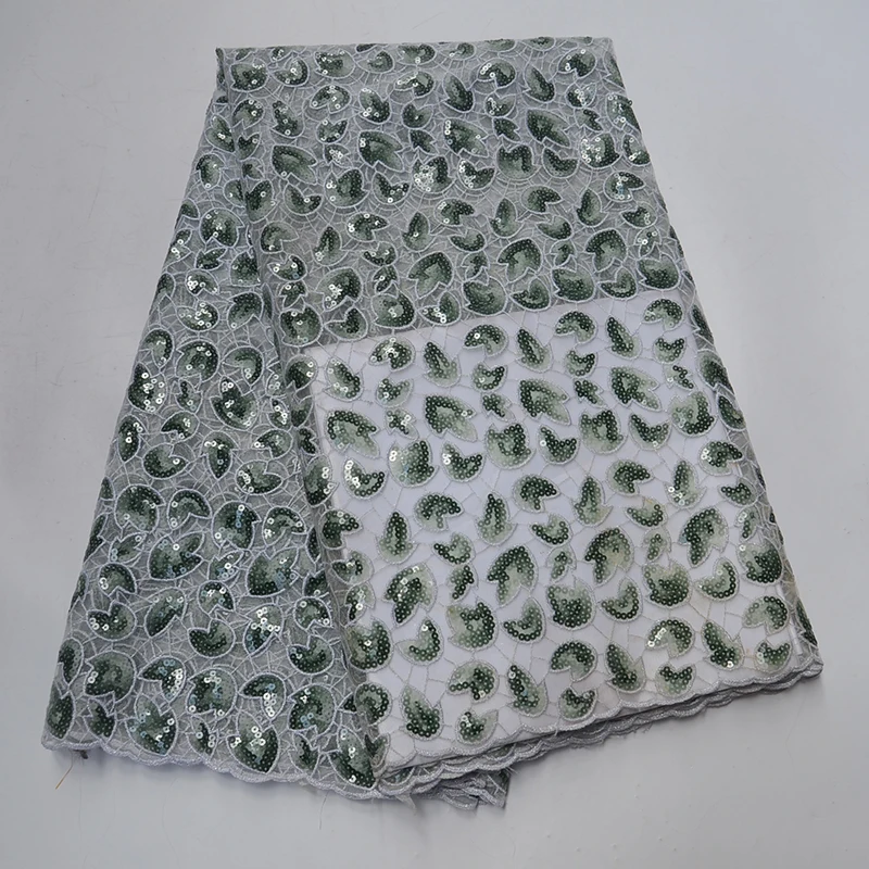 

African Organza Lace Fabric High Quality Tulle French Sequins Organza Lace Fabric 5Yards
