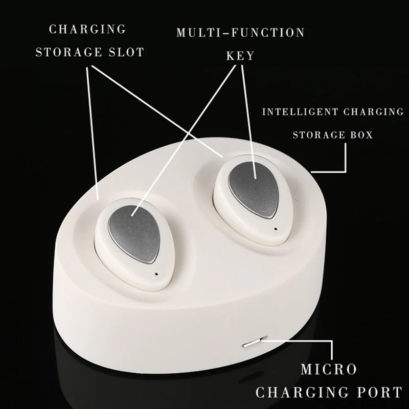 TWS стереонаушники K2 компактные с поддержкой Bluetooth и зарядным футляром|Наушники