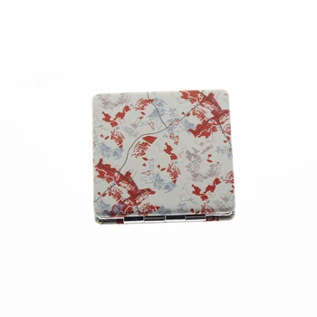 

6*6cm Square Double Sided Stainless Steel Cute Small Folding Portable Wholesale Compact Mirror