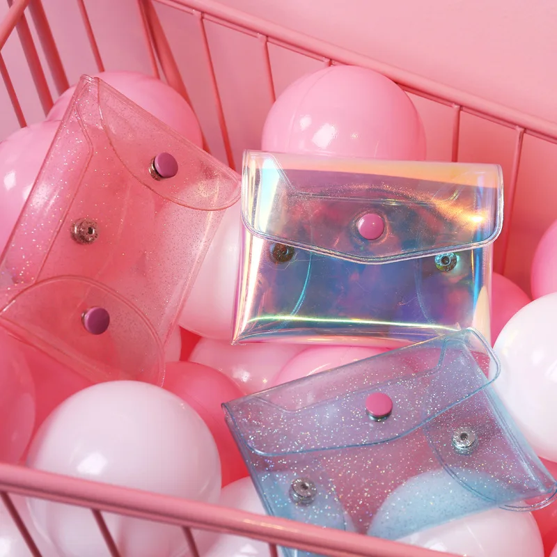 Kawaii лазерные Кошельки для монет полупрозрачные сумки денег студенческий