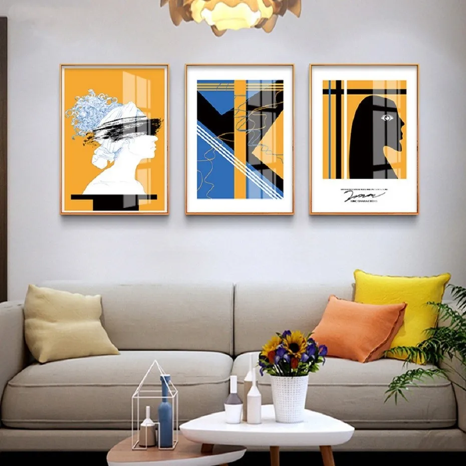 

Abstract Figure Yellow Posters Fashion Canvas Painting Prints Wall Art POP Pictures for Living Room Home Decor Gift