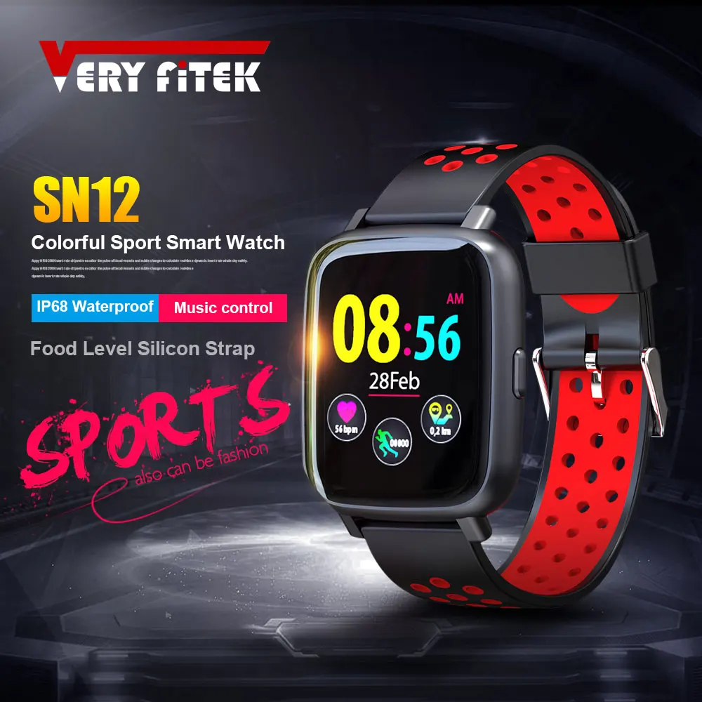 

VERYFiTEK SN12 Smart Watch IP68 Waterproof Heart Rate Monitor Blood Pressure Bluetooth Smartwatch Men Women Sport Fitness Watch