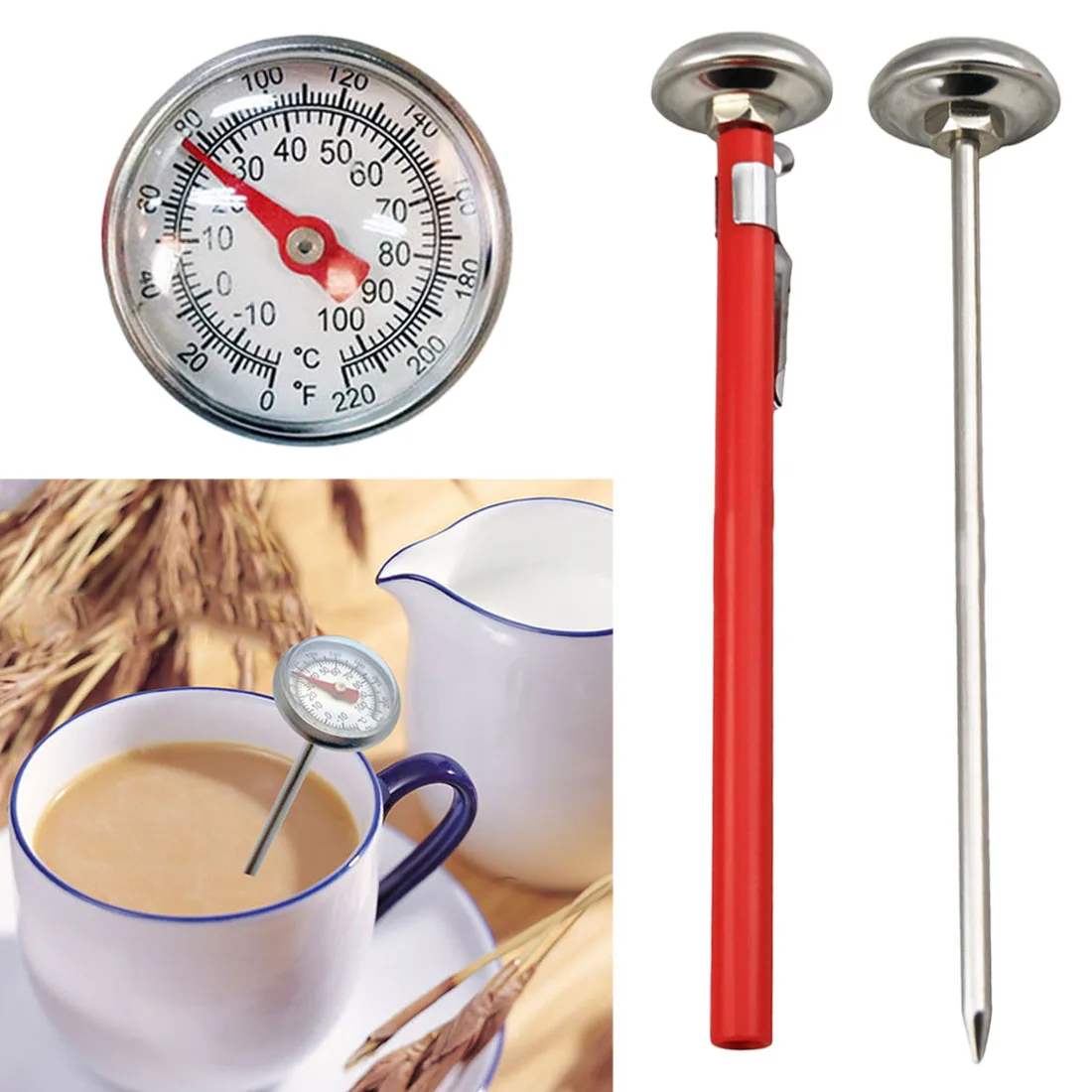 

-10C to 100C Cooking BBQ Probe Thermometer Kitchen Stainless Steel Oven Cooking Tools Food Meat Gauge Meat Thermometer