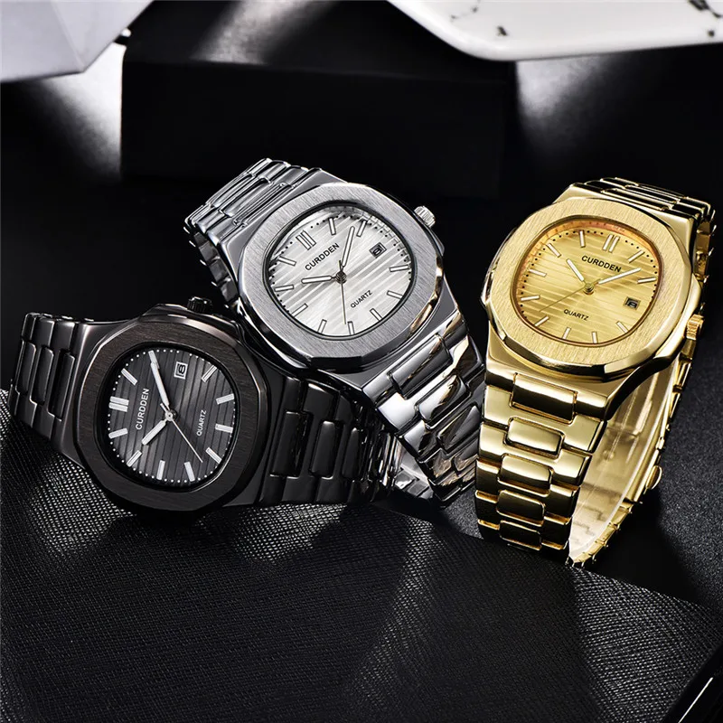 Stainless Steel Luxury calendar Men Fashion Nautilus Analog Sport Luxury simple Quartz Wrist Watch Relogio masculino W10