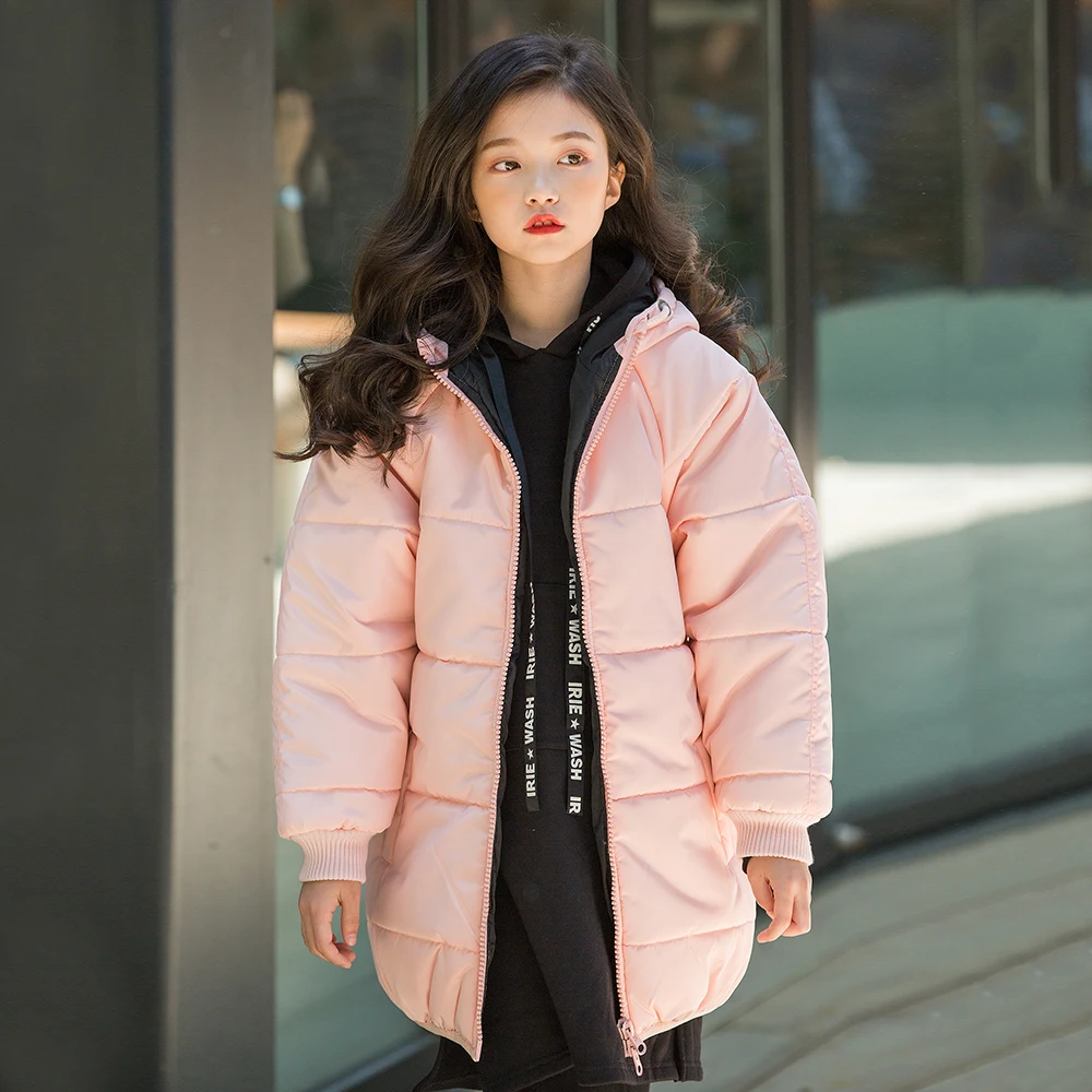 

B-18005 2019 New Fashion Winter Girl Casual Coat Thick padded cotton Keep Warm Solid Color Jacket Child Clothing Kids Outerwear