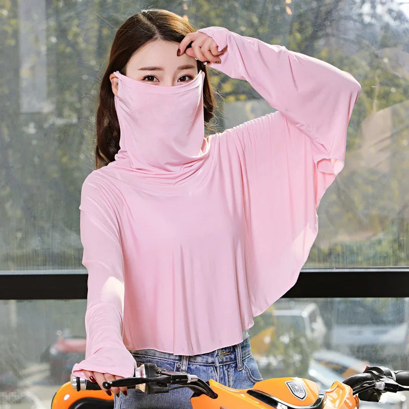 

Infinity Loop Jersey Scarf Shawl Summer Bike Motor Stole Cape With Mask Solid Sunscreen Beach Poncho Shawl Bikini Cover YG789
