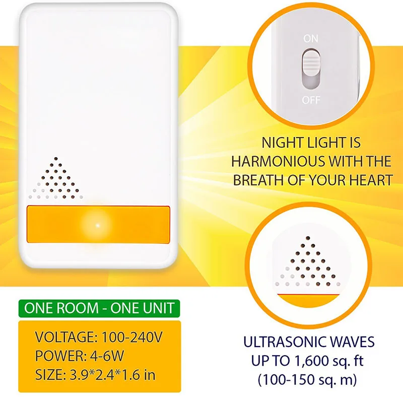 

Pest Control Ultrasonic Repeller Non-Toxic Human Safe for Rodents Mice Flies Mosquitos UD88