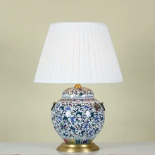 Винтажная китайская спальня гостиная Свадебная настольная лампа Цзиндэчжэнь фарфоровая Керамическая Настольная лампа Искусство Светодиодная лампа для настольного стола