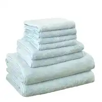 Bonenjoy 8pcs Microfiber Bath Towel Sets Softness Quick Dry Hair Toallas Blue Face Hand Towel Set