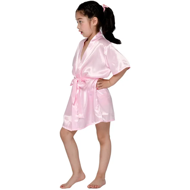 Fashion Kids Flower Girl Wedding Party Robes Satin NightGown