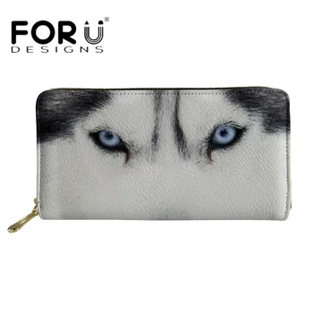 

FORUDESIGNS Fashion Women's Long Wallet Cool Animal Wolf 3D Printed Waterproof Coin Purses for Girls Travel Storage Money Bags