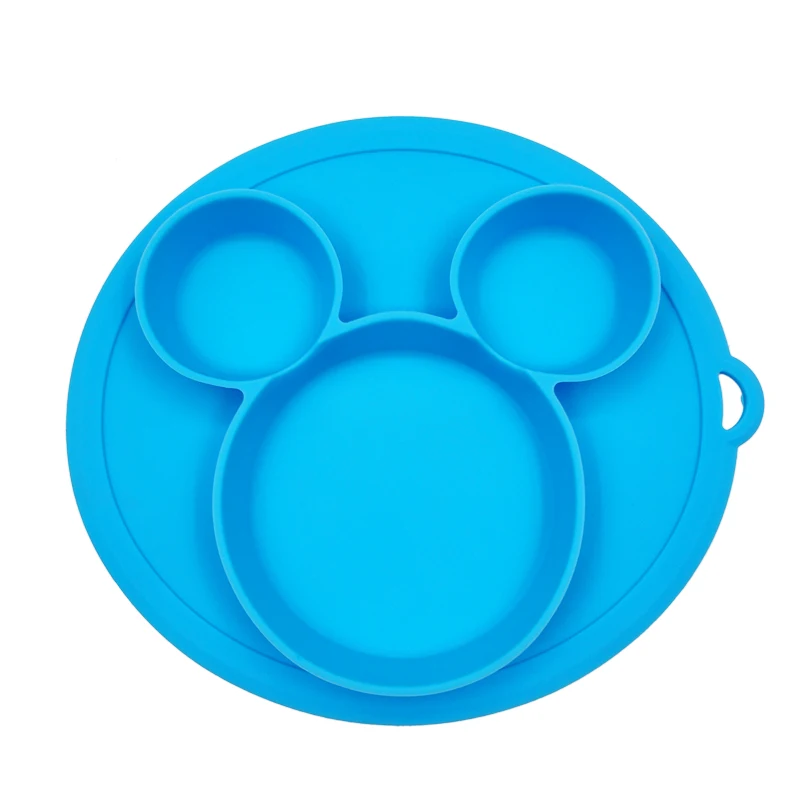 Baby Safe Silicone Dining Plate Solid Cute Cartoon Children Dishes Suction Toddle Training Tableware Kids Feeding Bowls