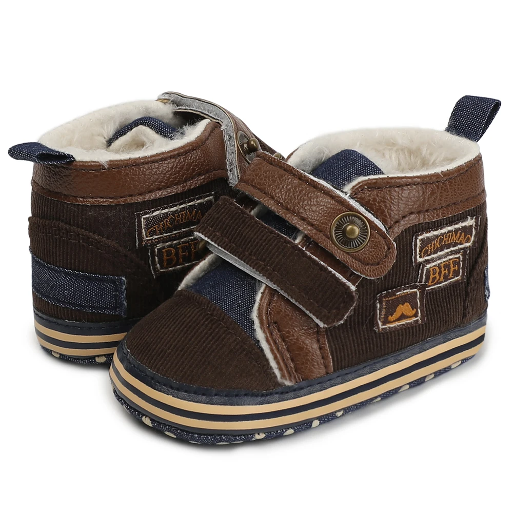 Детская обувь для новорожденных мальчиков и девочек 0-18 месяцев ботиночки для малышей искусственная кожа осень зима теплая мягкая подошва Мокасины moccs
