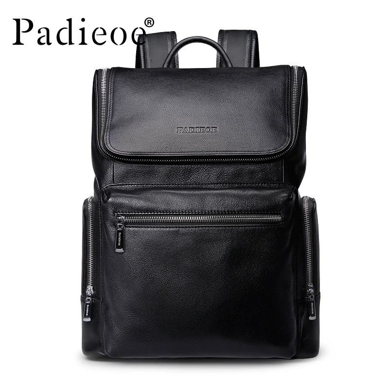 

Padieoe men backpack bookbag mens bag genuine leather luxury college back pack fashion waterproof travel luggage bag laptop