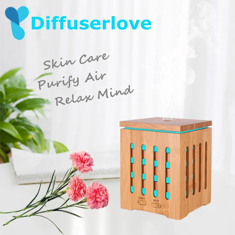 

Diffuserlove 200ml Ultrasonic Air Humidifier Wood Grain Aroma Essential Oil Diffuser with Electric LED Light Air Fresh for Home