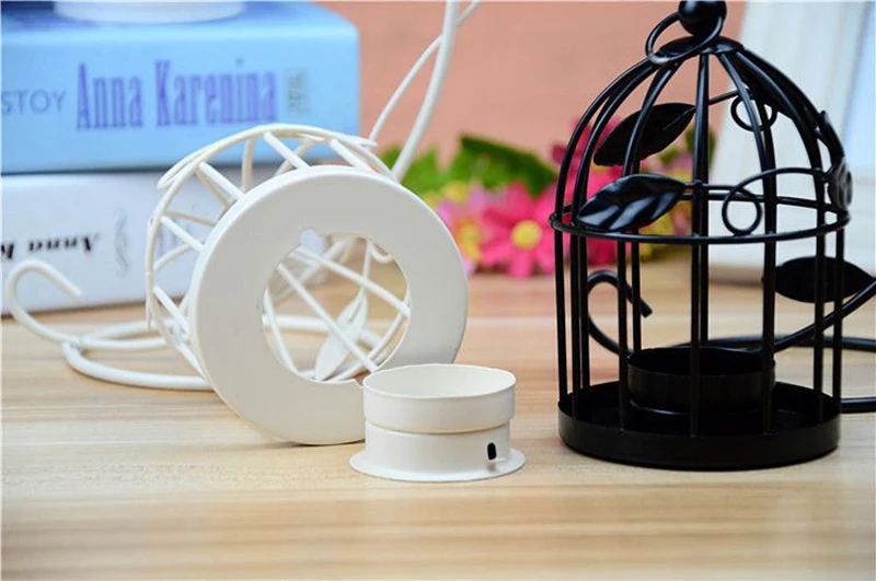 Flone Modern Iron European Style Candlestick Bird Cage Wind Light Decoration Wedding Home Decoration Accessories Crafts Gifts  (6)