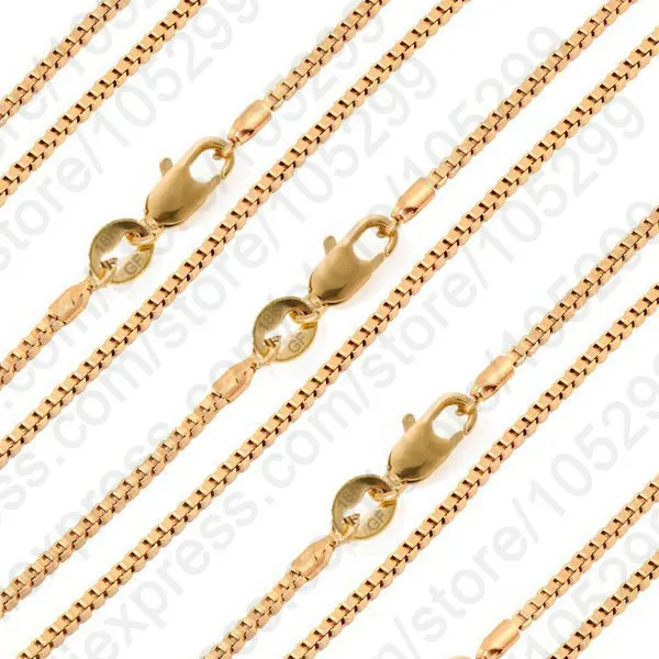 

10PCS Necklace 16-30" Yellow Gold Filled Chain Venice Box Chain For Pendant Woman Jewelry Accessories Trendy Gift