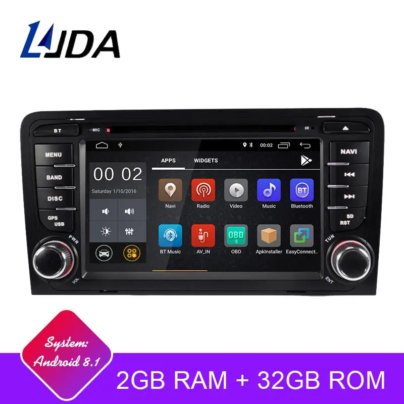 

LJDA 2 Din Android 8.1 Car Radio For AUDI A3 2003-2012 2G RAM Car Multimedia Headunit Stereo Auto Audio GPS DVD VIDEO IPS Screen