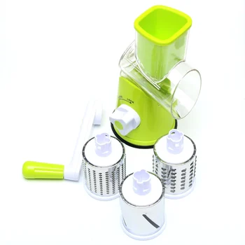 

Manual Speedy Rotared Vegetable Fruit Cheese Nut Slicer Cutter Shredder Grinder With 3 Interchangeable Round Stainless Steel B