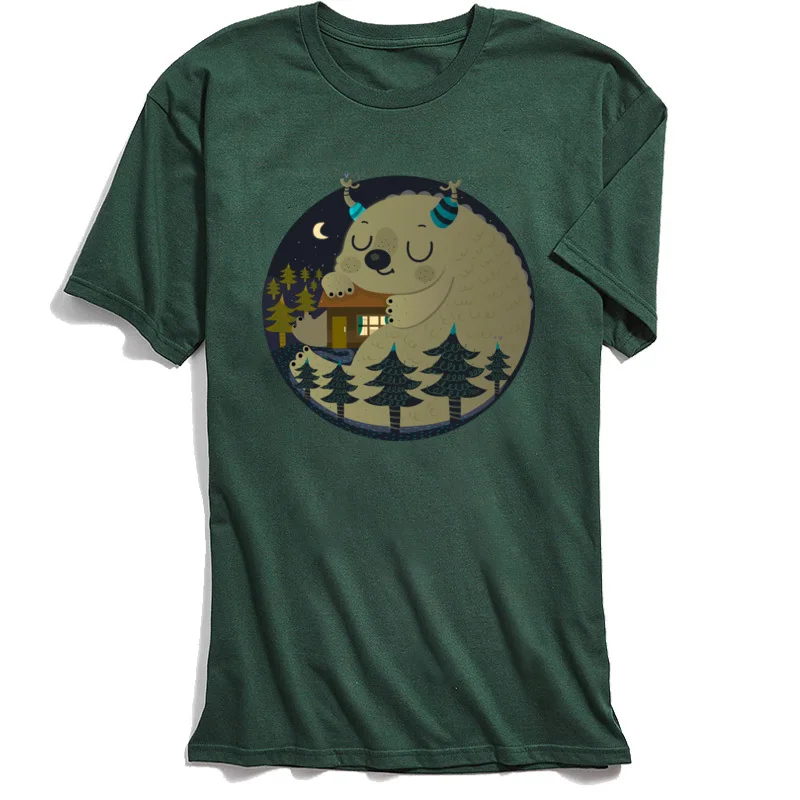 

Men T Shirt Gift Fitted T-shirt Kawaii Cartoon Print Clothing Home Is Where Monsters Live Summer/Autumn Cotton Fabric Tshirt