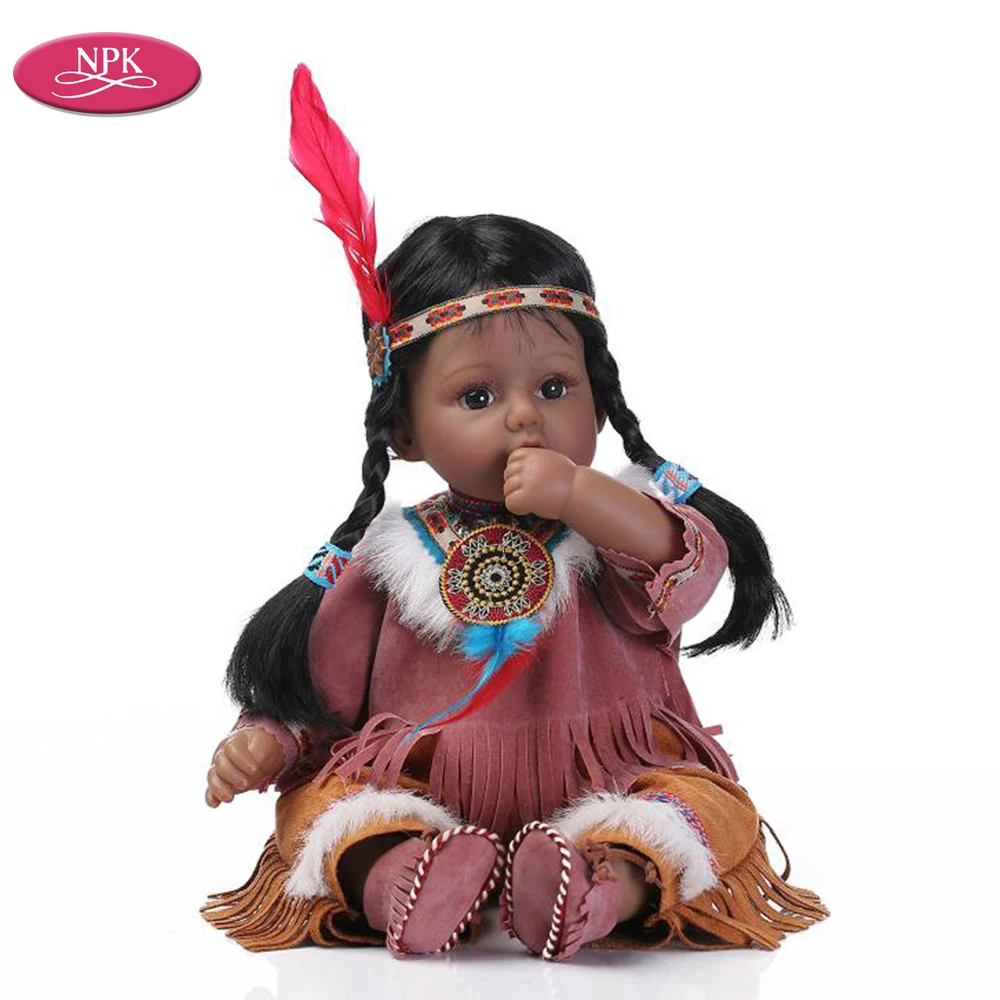

NPK Soft Body Native American Indian Reborn Babies Doll Girl Black Skin 20" 50CM Lifelike Realistic Baby Doll Toys Toddle Gift