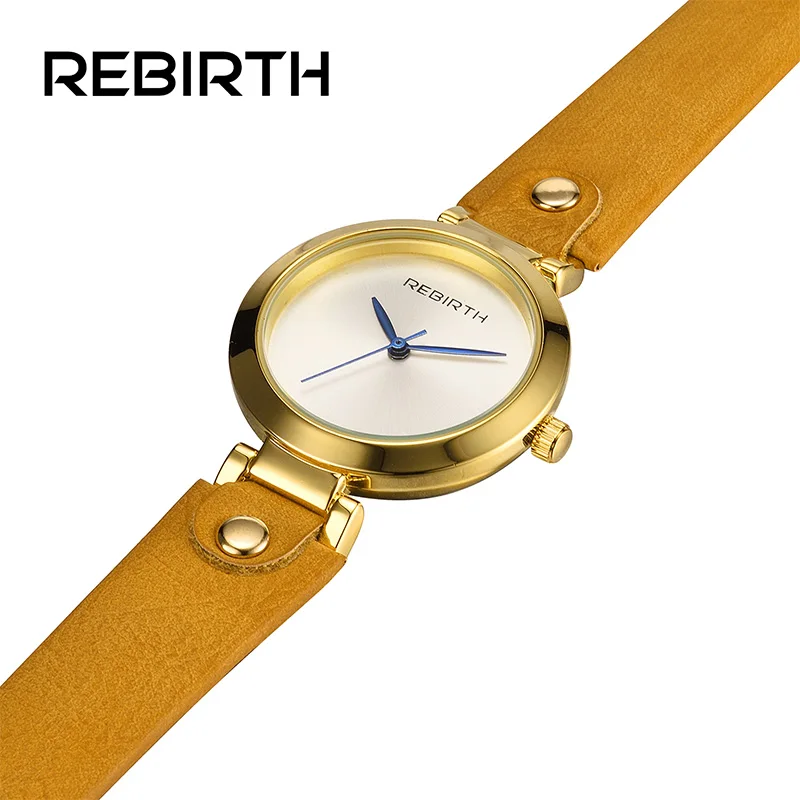 REBIRTH Брендовые женские часы класса люкс кварцевые с кожаным ремешком для девочек