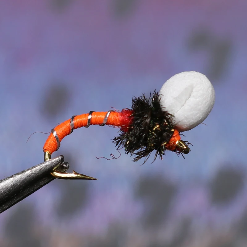 12 шт. #14 зуммер на подтяжках Nymph мухи для ловли форели красный оранжевый