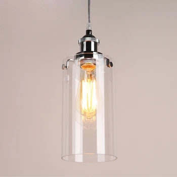 

Vintage pendant lights Chrome Painted light holder clear glass pendant lamps used Edison bulb for Home Deco