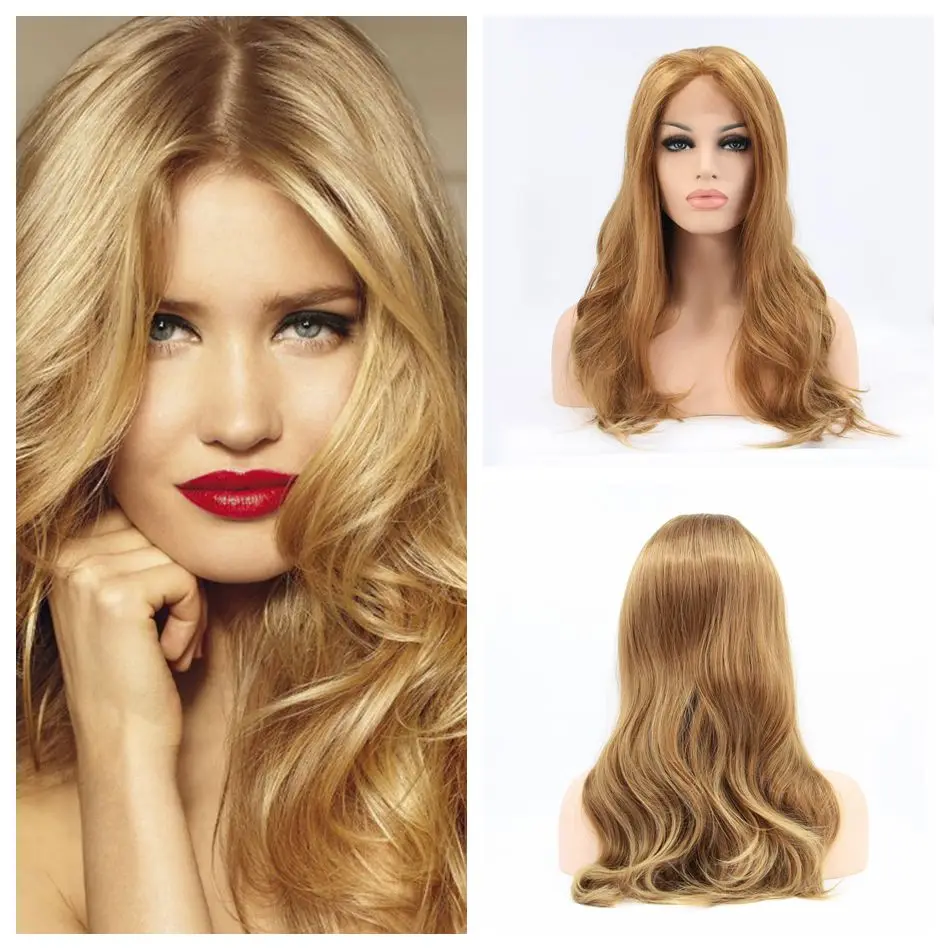 Blonde Wig Wavy Medium Length Synthetic Lace Front Wig 8 30inch Free