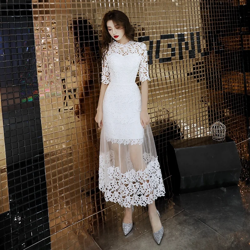 White Lace Homecoming Dresses 2019 Prom Simple Vestidao Banquet Robe Ceremonie Femme Junior High Graduation TS1042 | Свадьбы и