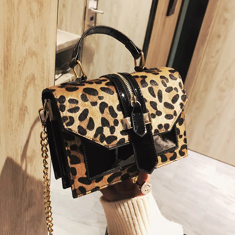

2018 new fashion version of the fashion Leopard pattern small pack chain with a single shoulder slant bag tide bags for women