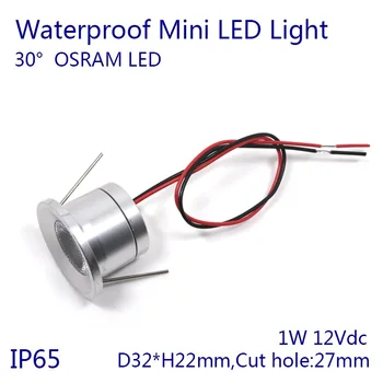 

D32xH22mm/D32xH27mm IP65 Waterproof 1W Mini LED Light LED Recessed Downlight Spotlight 30degree OSRAM LED Chip for Dining Room