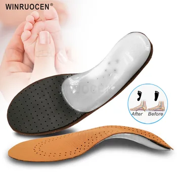 

Leather Kids Orthopedic Insoles for Children Shoes Flat Foot Arch Support Orthotic Pads Correction Health Feet Care Insole