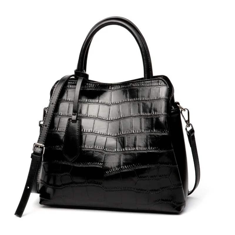 SUDS Брендовая женская сумка, сумки из натуральной кожи, Женская Большая вместительная мягкая коровья кожа, сумки на плечо, женские модные сумки через плечо - Цвет: Черный