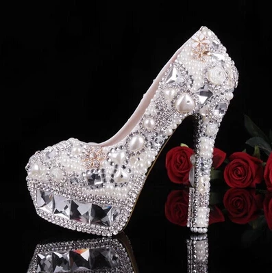 2016 Diamond shoes  dress shoes   Pearl wedding shoes High heel shoes Slipper wedding shoes  Party Shoes Size 34-43