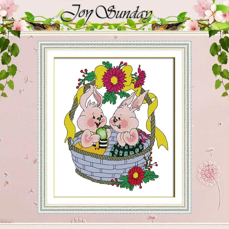Two little rabbit patterns counted Cross Stitch 11CT 14CT Cross Stitch