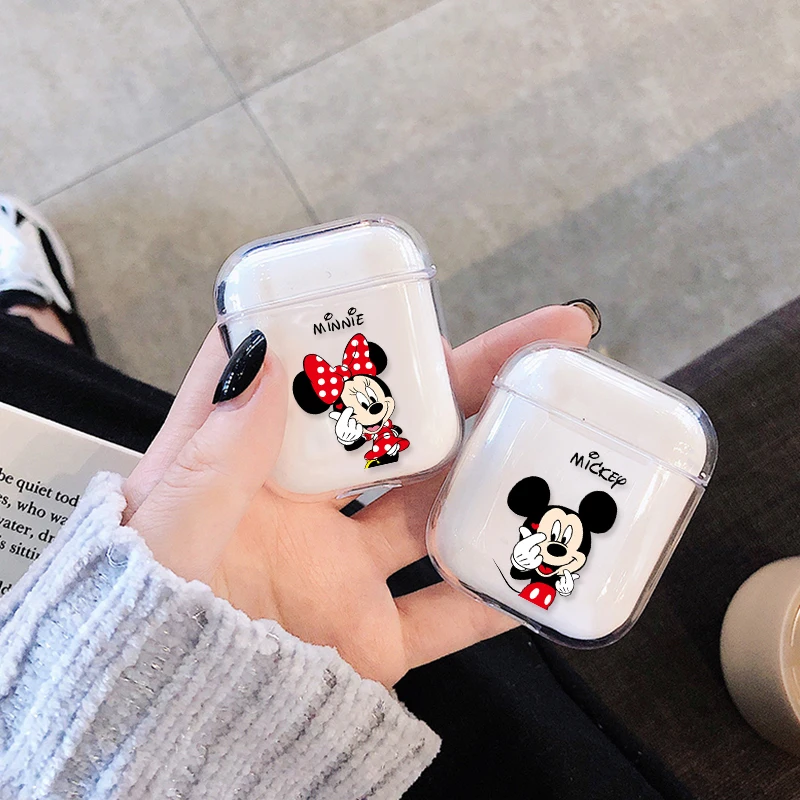 

New Transparent Wireless Earphone Charging Cover Bag for AirPods 1 2 Hard PC Cute Cartoon Pattern Bluetooth Box Headset Case