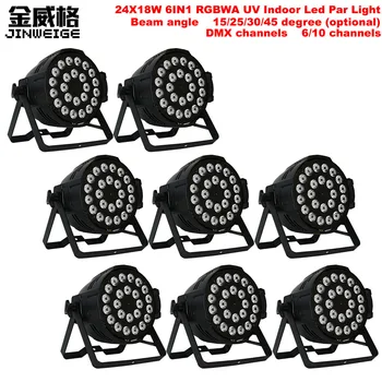 

Free Shipping 8pcs/lot Indoor 24x18w RGBWA UV 6in1 Led Par Light DMX512 Stage DJ DMX Led Par Party Lights