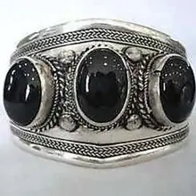 Цена 16 Новинка^ Модные! Тибетский серебряный черный браслет с камнями на запястье