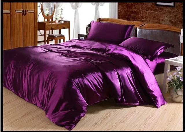 luxury deep purple silk bedding set satin sheets super king size purple king size sheet set