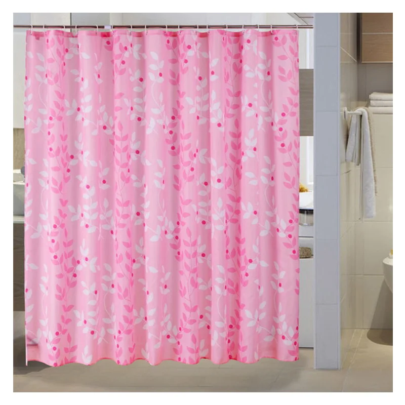 Shower Curtain Pink Flowers Of Bathroom Drape Thickening Waterproof