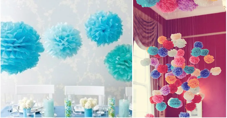 FANLUS Assorted Cotton Candy PinkPurpleBlue Color Pack 14 inch Tissue Pom Poms Flower Party Decorations for Weddings Birthday (6)